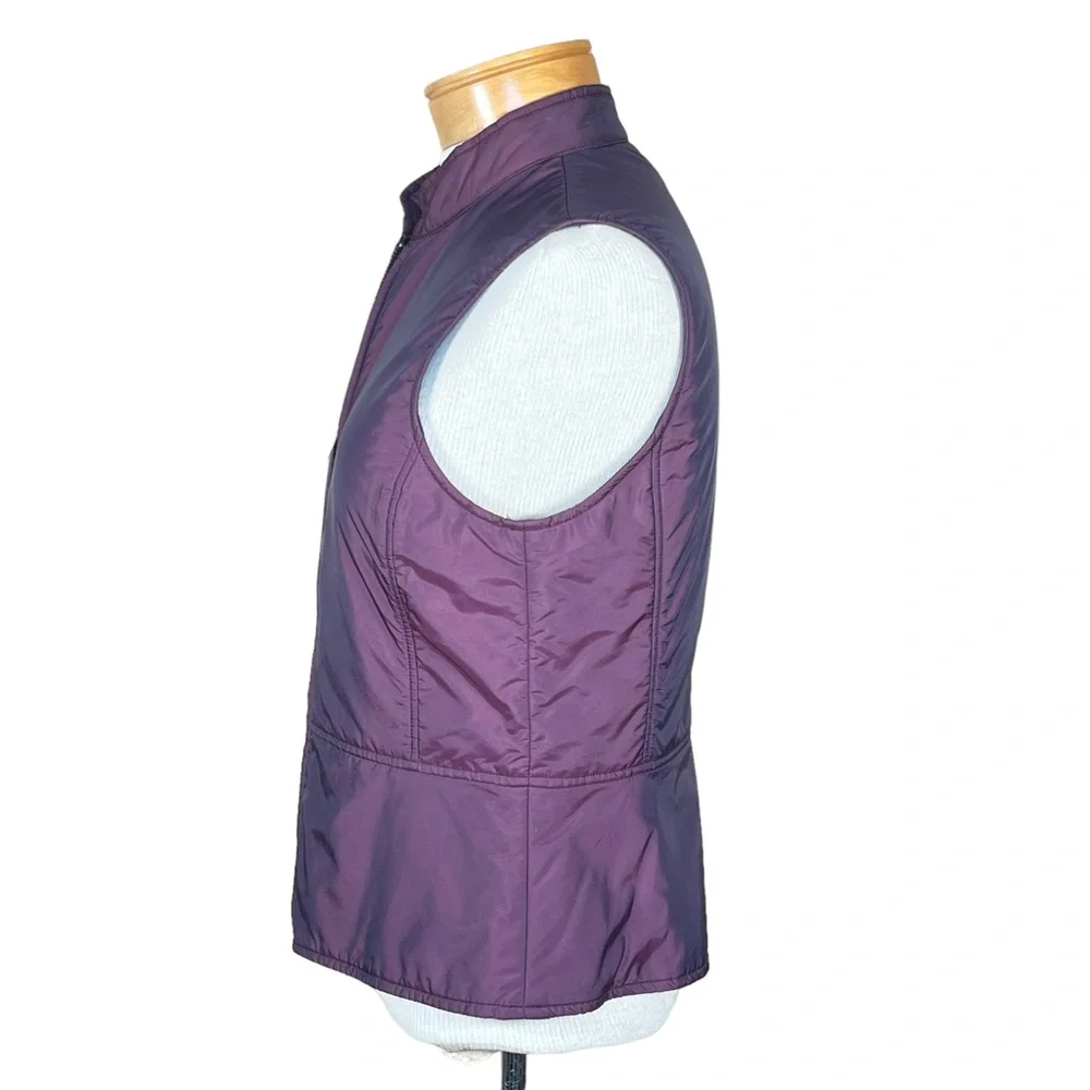 Nine West Vintage Lightweight Plum Colored Zip Front Nylon Blend Vest Small EUC
